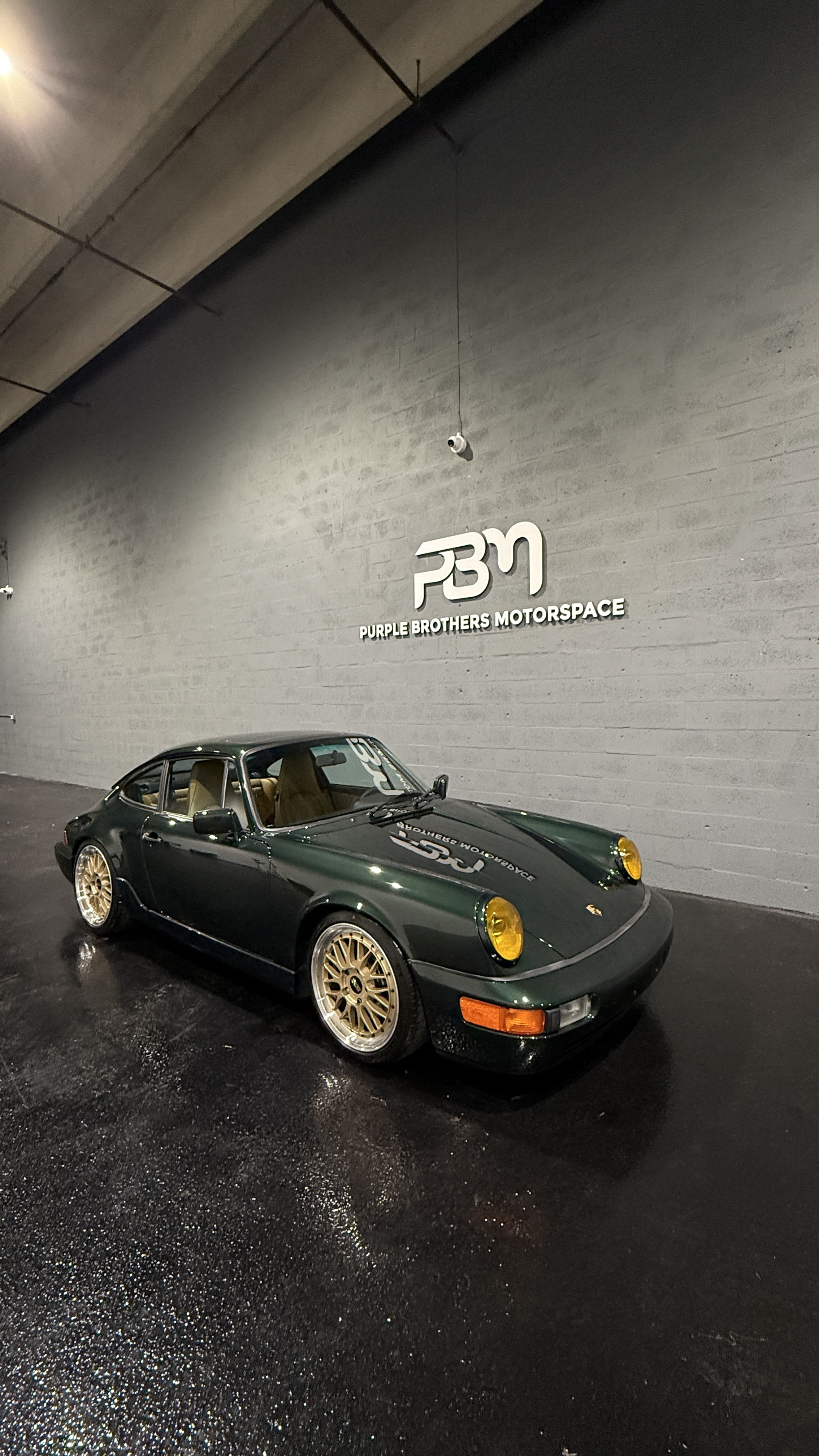 Exotic car in climate-controlled storage at Purple Brothers Motorspace